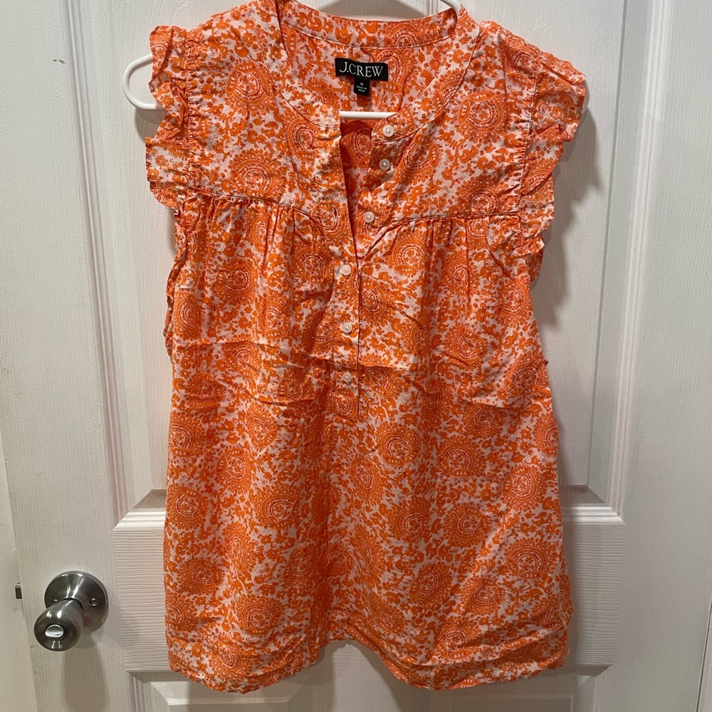 J. Crew Orange Floral Blouse